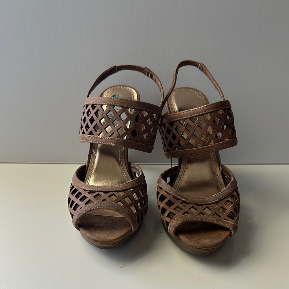 Impo Brown Sandals with Cut-Out Design and Ankle Strap